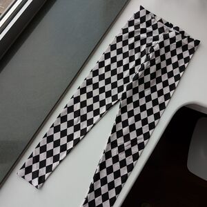 Blackmilk Jester Circus Leggings - Black and White Diamond - Size M